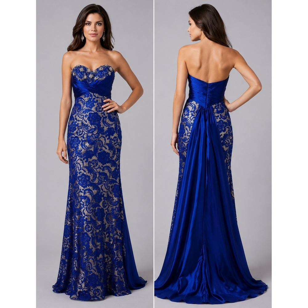Mac Duggal Couture Prom Evening Gown in Sapphire 78439M